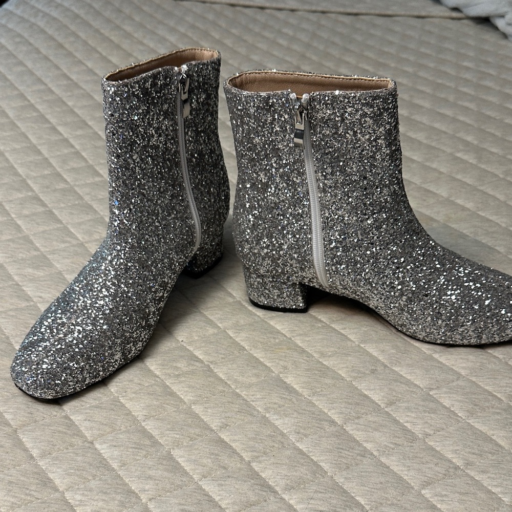 Silver Glitter Ankle Boots